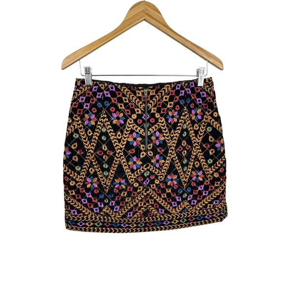 Anthropologie Farm Rio Embroidered Corduroy Mini Skirt Size Small - Picture 6 of 14